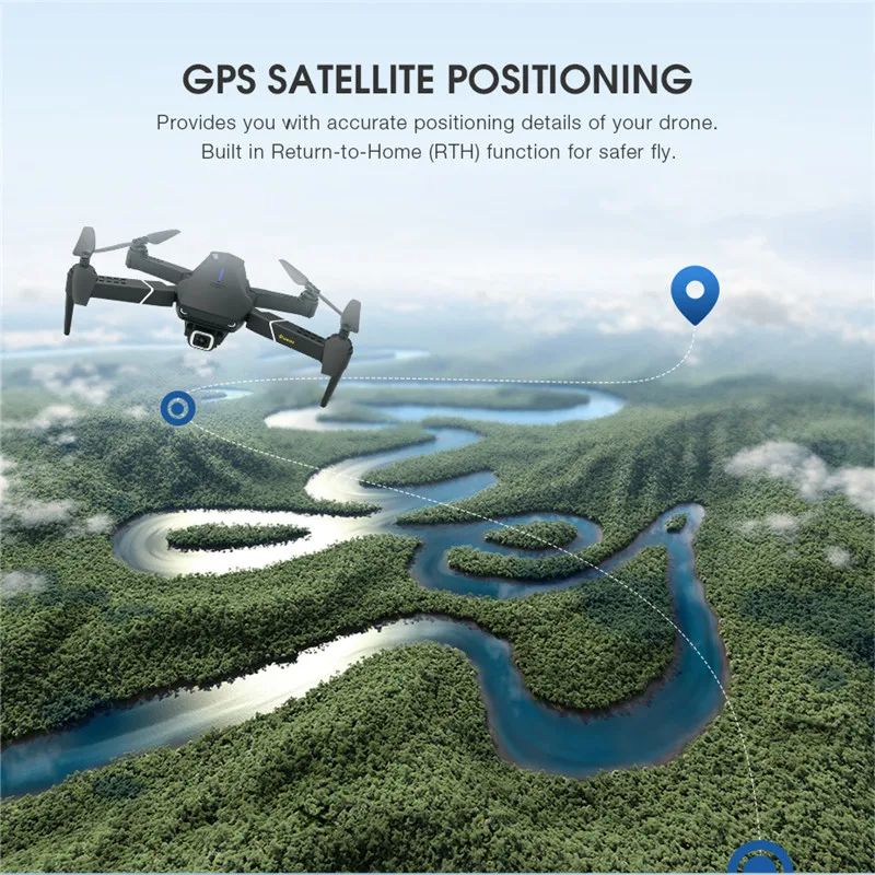 Квадрокоптер Радиоуправляемый E520S GPS Wi-Fi FPV 4K/1080P HD широкий угол обзора 16 минут