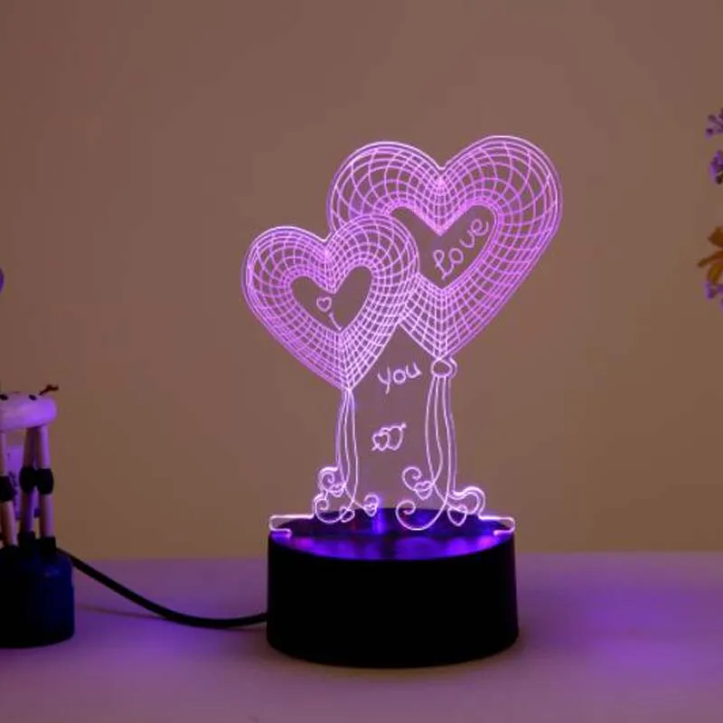 Акрил 7 цветов 3D USB светодиодный светильник ночные светильники Настольная лампа
