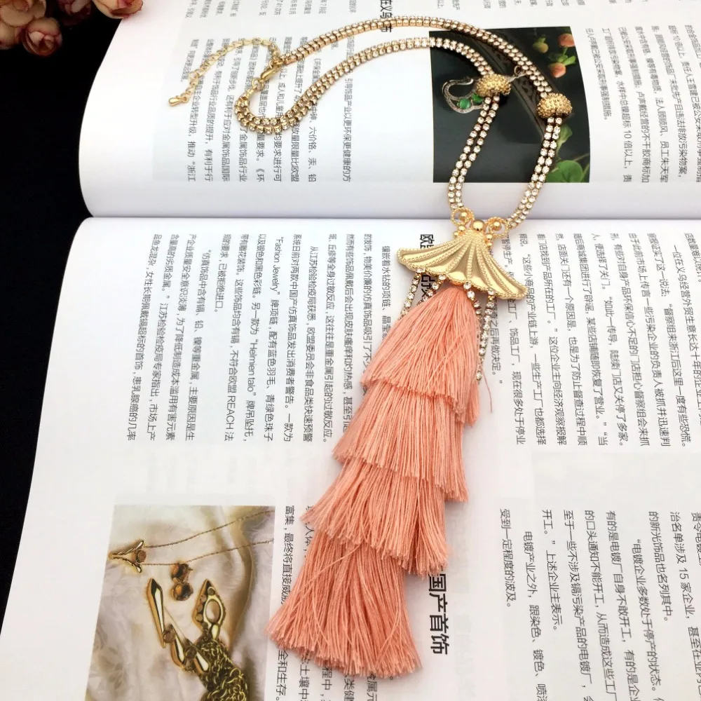 Женское богемное чокер со стразами MANILAI многослойное хлопковое длинное ожерелье