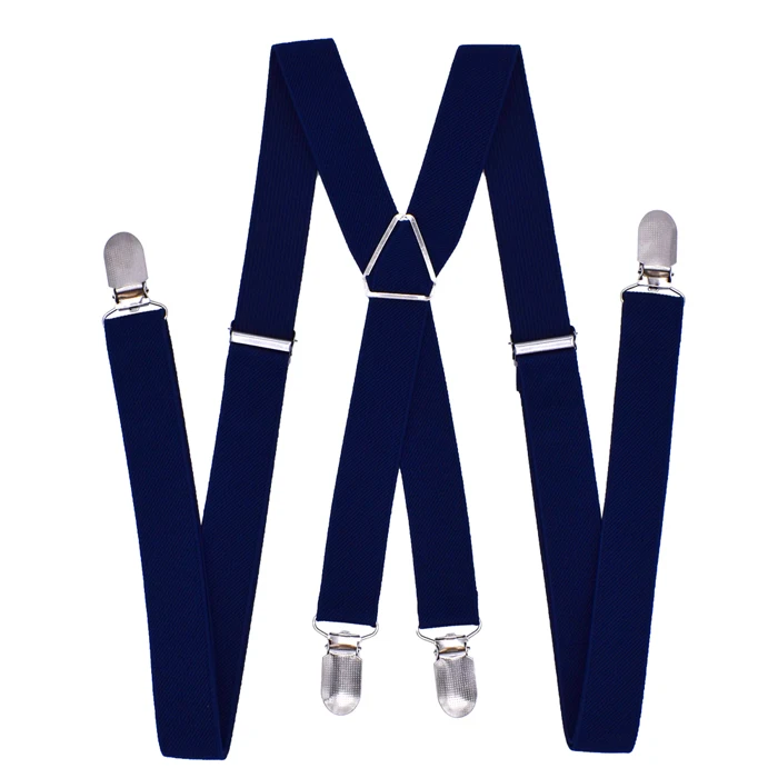 Navy XLiKaKa, 1 дюйм, подтяжки для мужчин, одноцветные, полиэстер, эластичный пояс для взрослых, x-образные подтяжки с 4 клипсами для женщин - Цвет: Navy