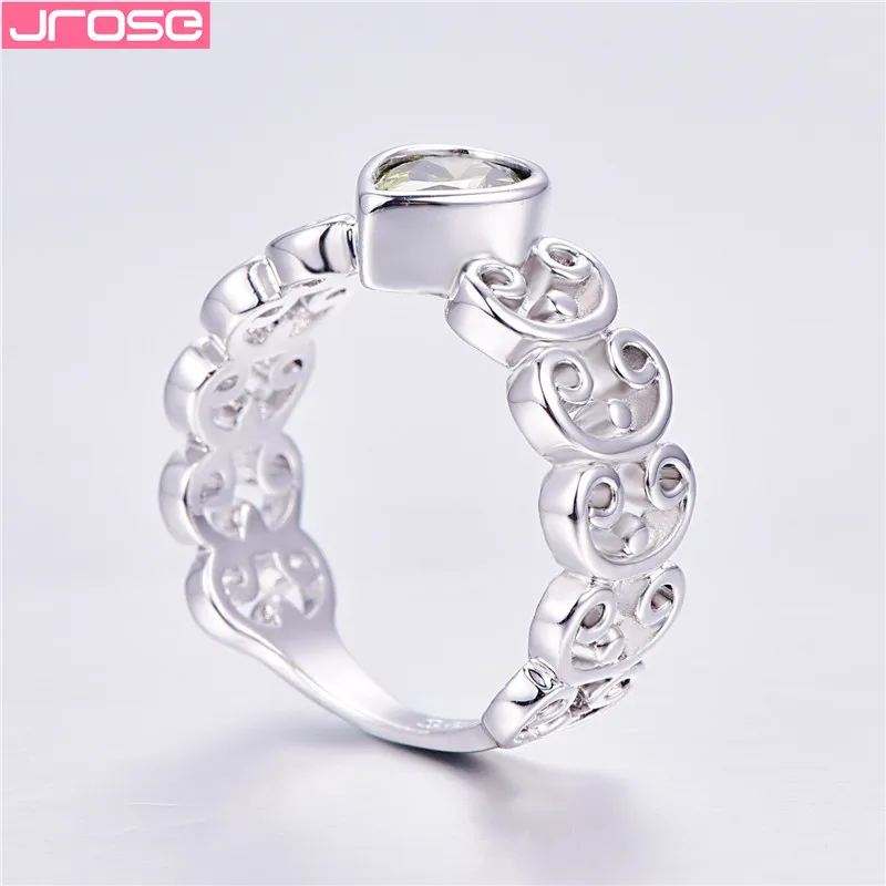 JROSE 2019 Роскошные зеленые кубические циркониевые кольца для женщин серебро 925