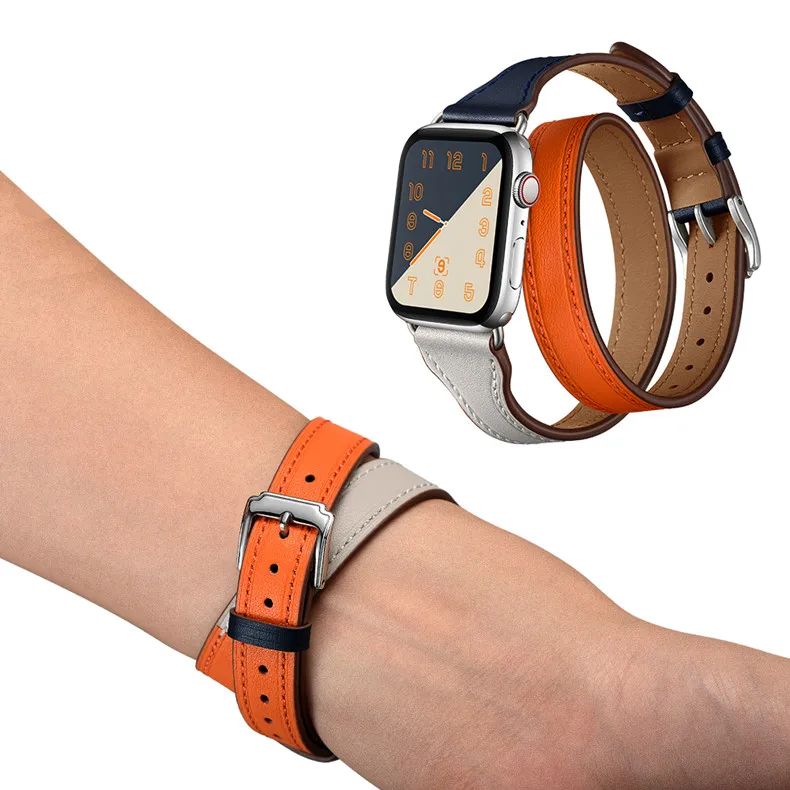 Кожаный ремешок-петля для Apple Watch 42 мм 38 мм 44 мм 40 мм Iwatch 4 3 2 1 двойной тур Ремешок Браслет ремешок для часов