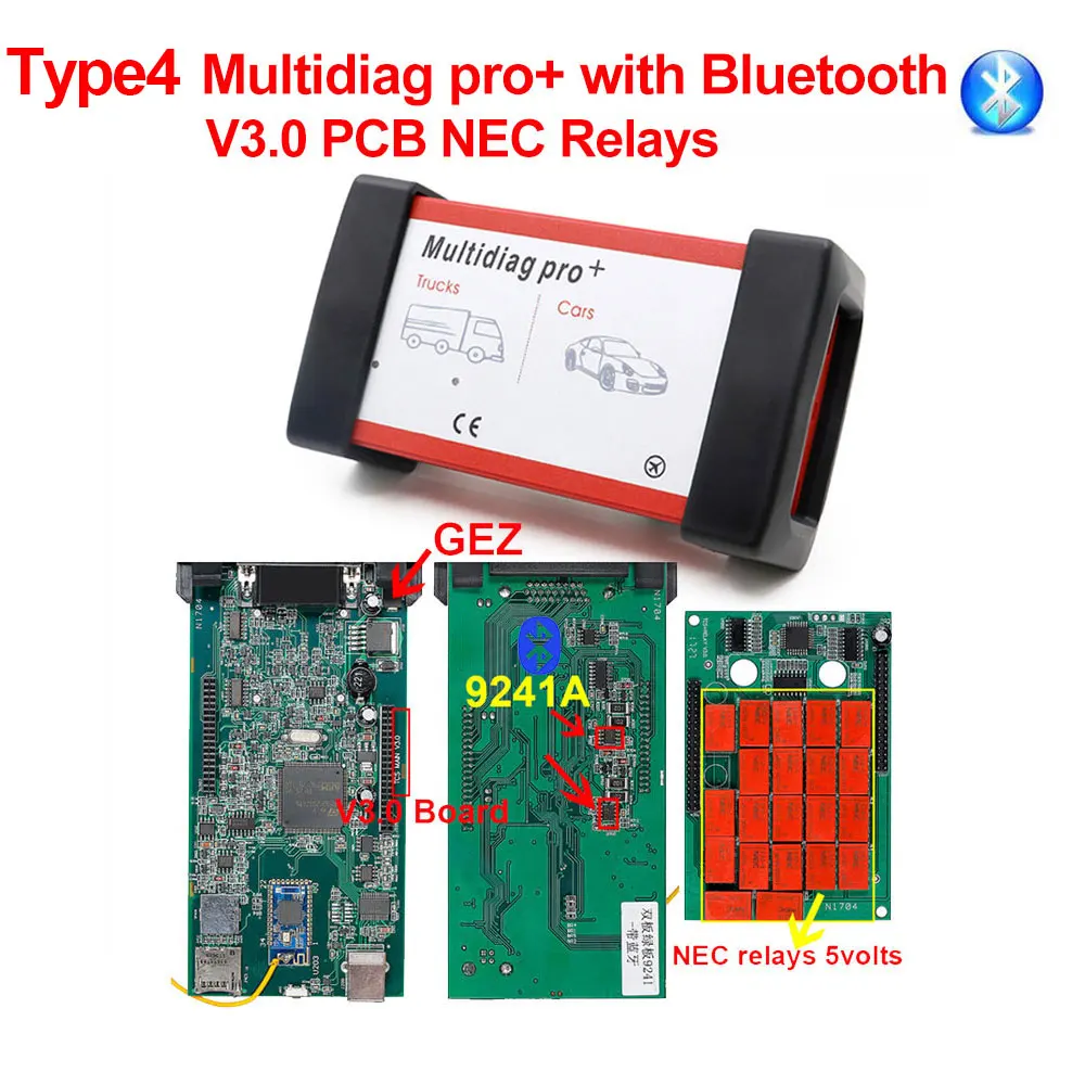 CDP TCS V3.0 плата OBD2 автомобильный Грузовик tcs cdp tcs pro монитор реле Bluetooth obd ii сканер,00 keygen автоматический диагностический инструмент - Цвет: Multidiag pro BT