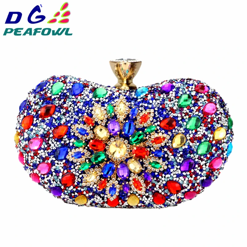 DG PEAFOWL 5 цветов с двумя боковыми роскошными кристаллами цветочный клатч Сумка