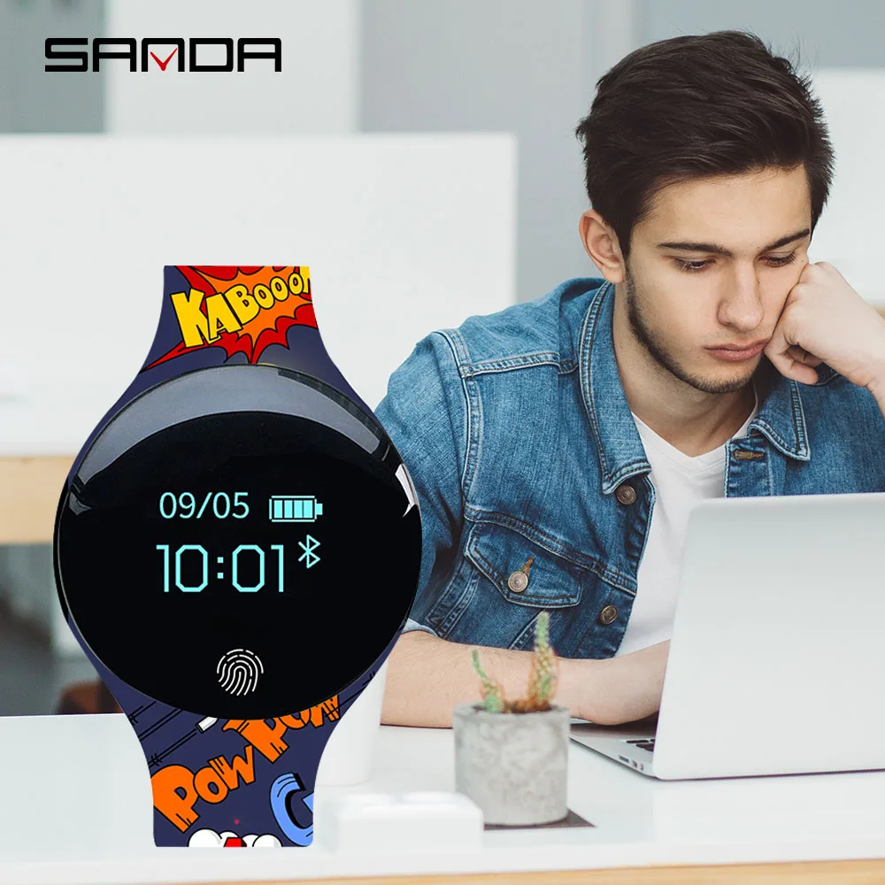 SANDA Bluetooth шагомер спортивные Смарт часы для мужчин и женщин Мягкие силиконовые