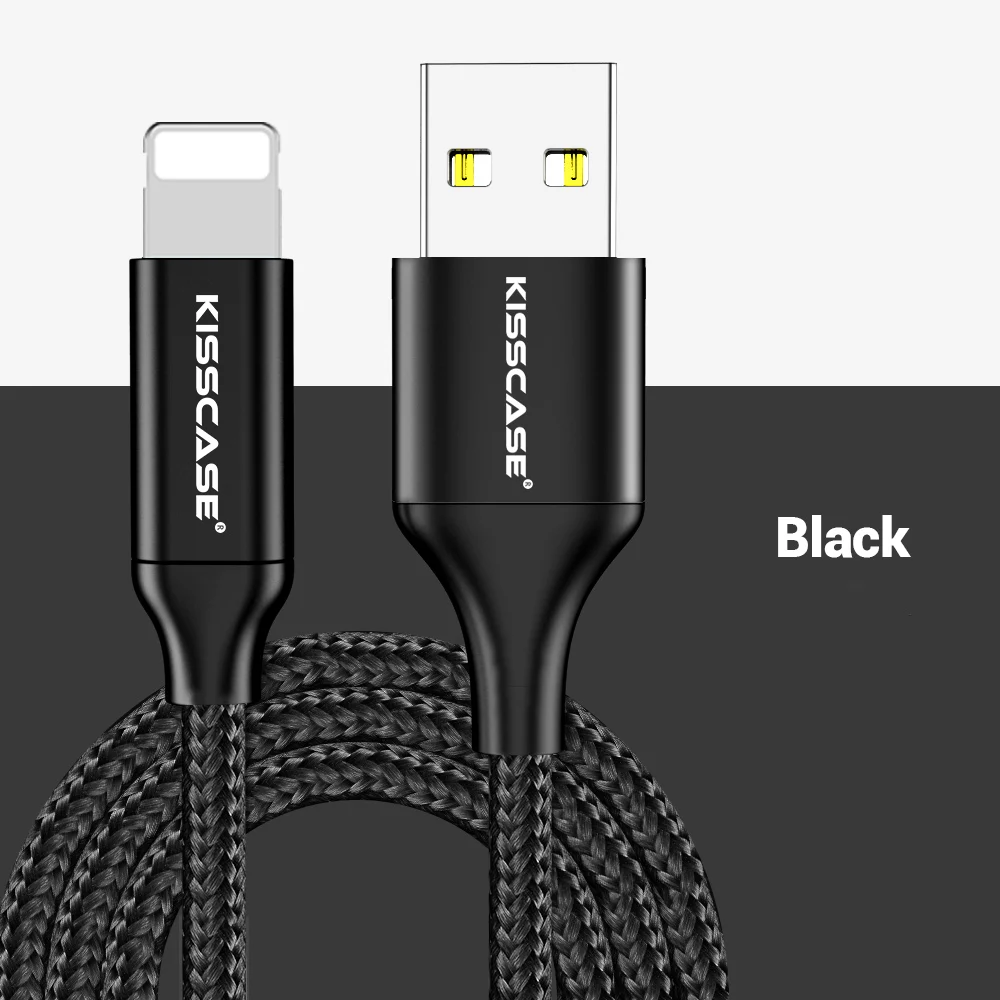 KISSCASE 3A кабель для быстрой зарядки Micro USB кабель для передачи данных type C USB C кабель из алюминиевого сплава TPE USB кабель для зарядки iPhone зарядное устройство - Цвет: Black