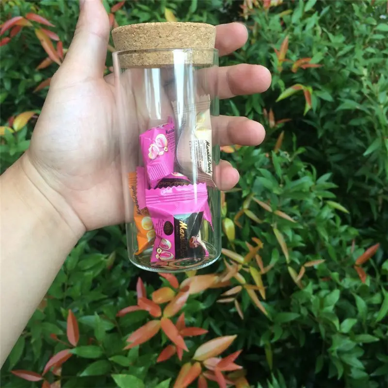 

230ml Glass Saffron Large Jars Corks Widemouth Container Bottles Food Jars Saffron Transparent Clear Empty Bottles 12pcs/lot