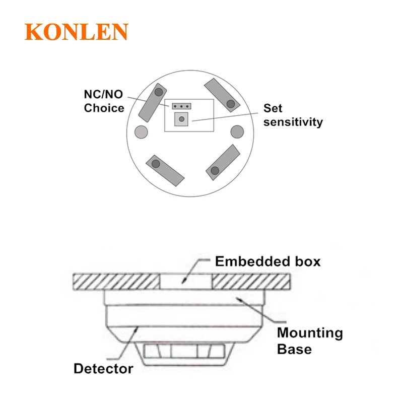 KONLEN DC 12V проводной фотоэлектрический детектор дыма пожарной сигнализации Сенсор