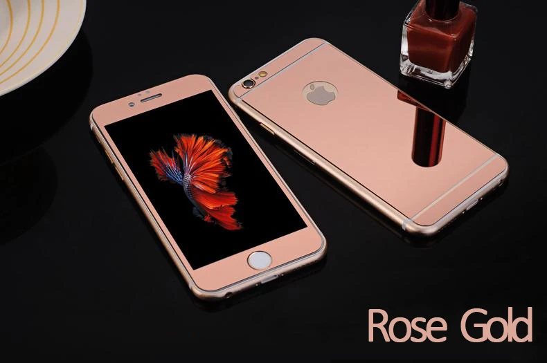 2 шт передняя+ задняя крышка для iPhone 4, 4S, 5, 5S, SE, 6, 6 S, 7, 8 Plus, X, 10, закаленное стекло, полное покрытие, зеркальный эффект, цветная защитная пленка, без логотипа