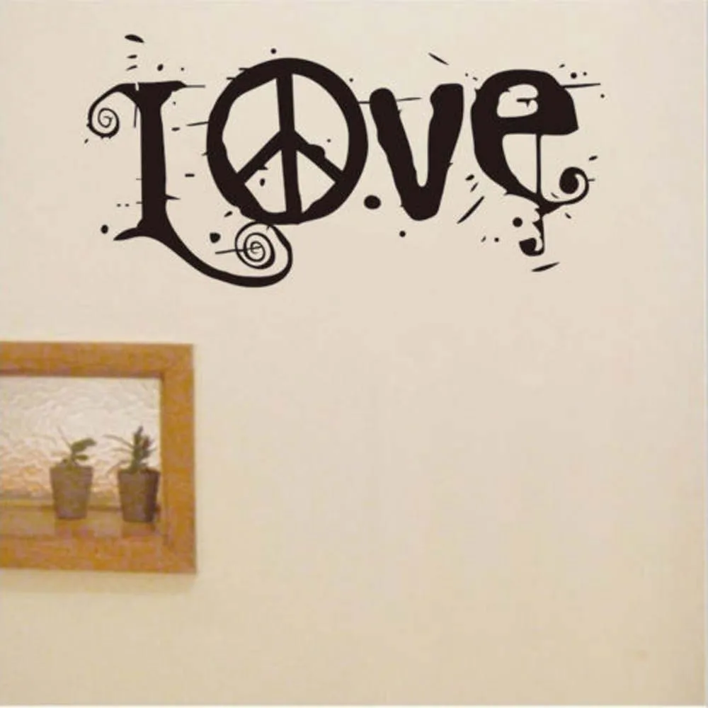 Съемный черного цвета с надписью и принтом слово любить мир настенный знак