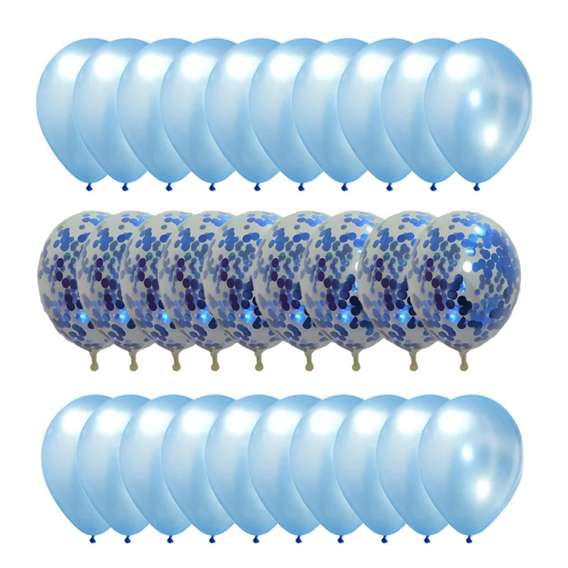 light blue 30 шт./лот, много конфетти, воздушные шары, розовое золото, гелиевые шары, для мальчиков и девочек, с днем рождения, для вечеринки, воздушные шары, для свадебной вечеринки, декоративные принадлежности - Цвет: light blue
