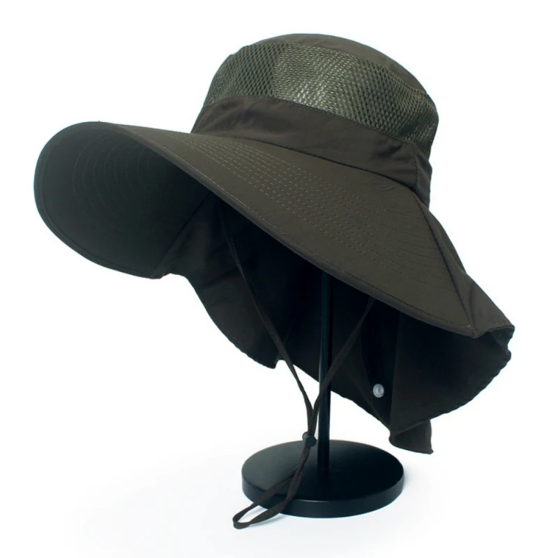 Серый Waterproof Fishing Hats Outdoor Sun UV Protection Caps Breathable Hat Men Women Fishing Cap Wide Brim Hat for Hunting Hiking - Цвет: Серый