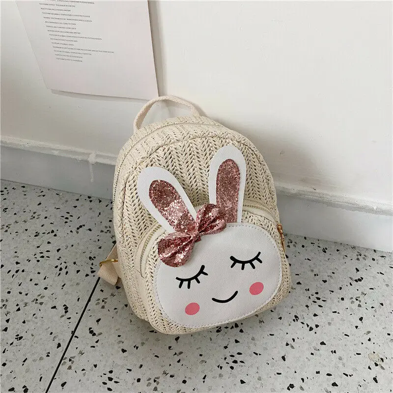 white rabbit Новинка года; популярный детский рюкзак для мальчиков и девочек; милый тканый рюкзак с бантиком и мультяшным кроликом и котом; рюкзак на плечо; маленькая школьная сумка - Цвет: white rabbit