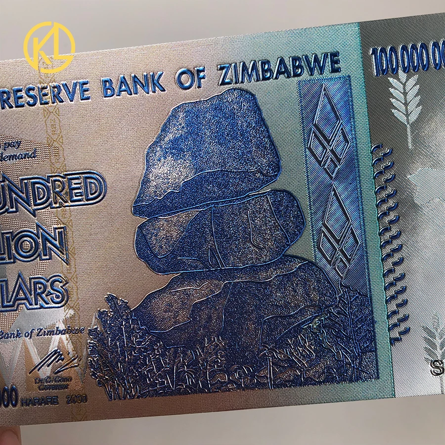 

2pcs/lot 100 Trillion Dollar Gold/Sliver Foil Banknote Zimbabwe Copy Money Replica for game token money and Souvenir gift