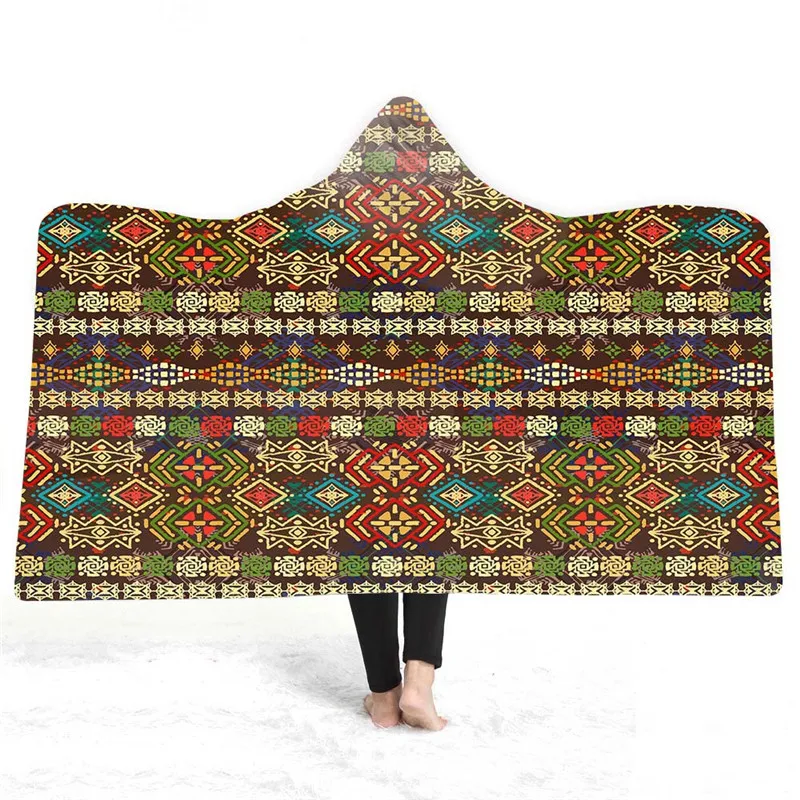 Пригодное для носки одеяло с капюшоном s взрослых детей коралловый бархат теплое