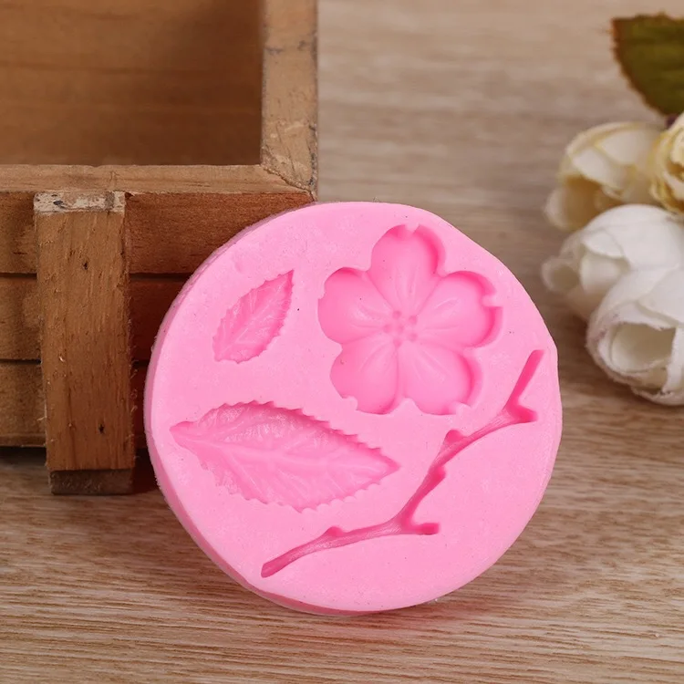 1PC Silicone Fondant Cake Mold Plum Blossom Branch Leaves Chocolate Sugar Mould Cookie Cutter DIY Decorating Tool LB 489 | Дом и сад
