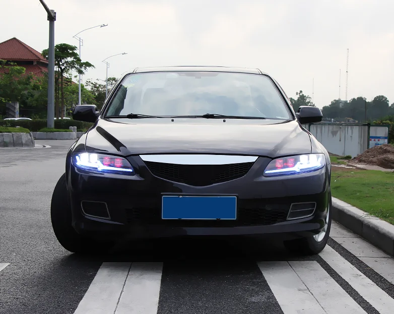 2 шт. светодиодный головной светильник s для Mazda 6 2003-2008 автомобильный светодиодный светильник s двойной ксеноновый Объектив Автомобильные аксессуары дневные ходовые огни противотуманный светильник