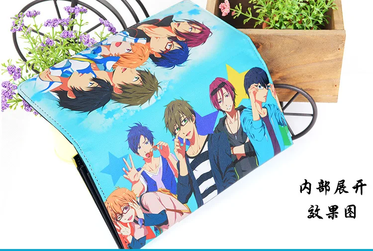Аниме бесплатно! iwatobi плавать клуб длинный стиль PU кошелек w/Haruka/Makoto/Nagisa/Matsuoka