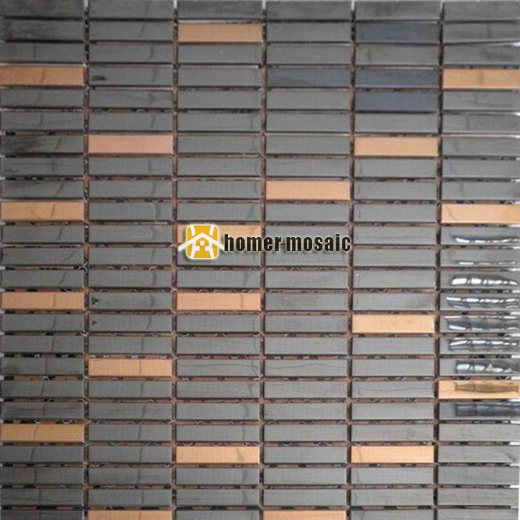 

black mixed rose golden stainless steel mosaic tiles for bathroom shower mosaic modern kitchen back splash metal mosaic