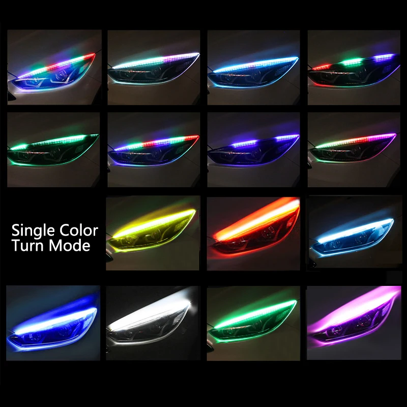 Niscarda 2 шт. Универсальный водонепроницаемый гибкий RGB дневной ходовой светильник DRL многоцветная светодиодная лента указатель поворота светильник s