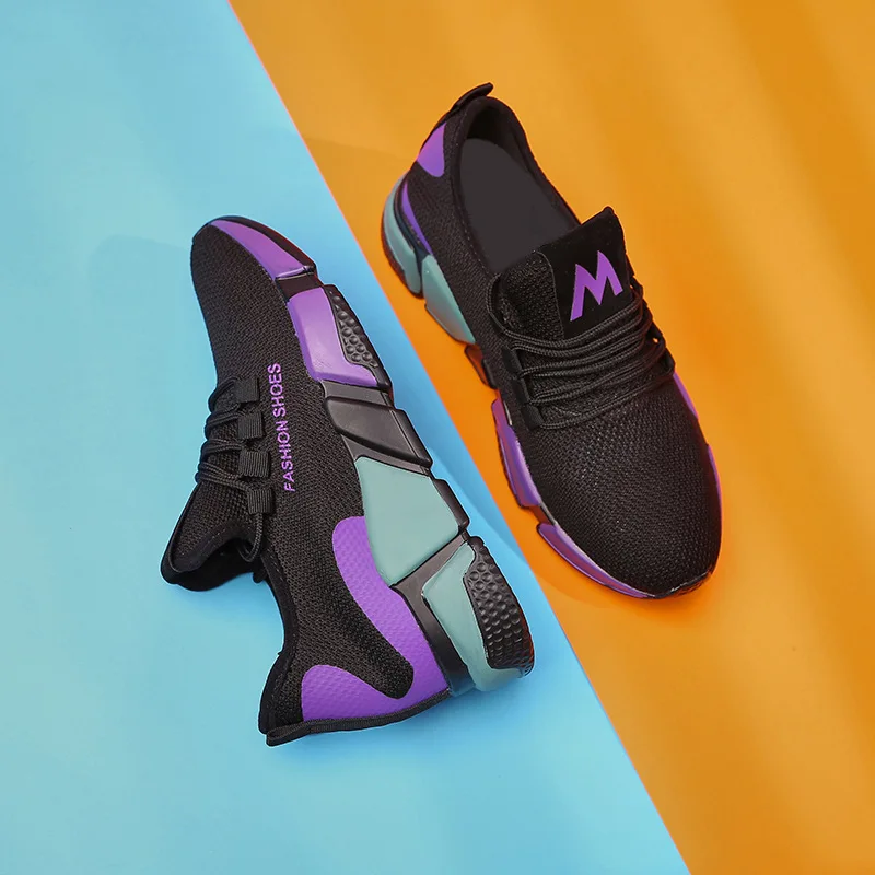 Женские кроссовки Mexemina черные дышащие на весну-лето повседневная обувь разных