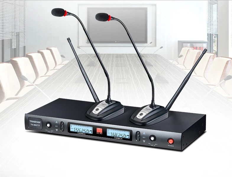 Takstar TS-8807TT двойной канал частоты UHF беспроводной микрофон тюнер разнообразие микрофон конференц-связи для обучения конференции Па