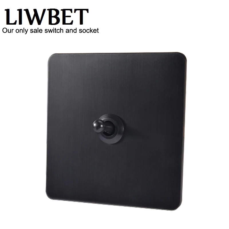 Черный цвет 2 gang 2 way настенный выключатель и 10A AC220~ 250V нержавеющей стальной панельный светильник переключатель