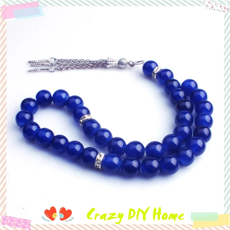 Crazy DIY Home хит продаж 1 шт. хрустальные бусины темно-синие 33 исламские tasbih |