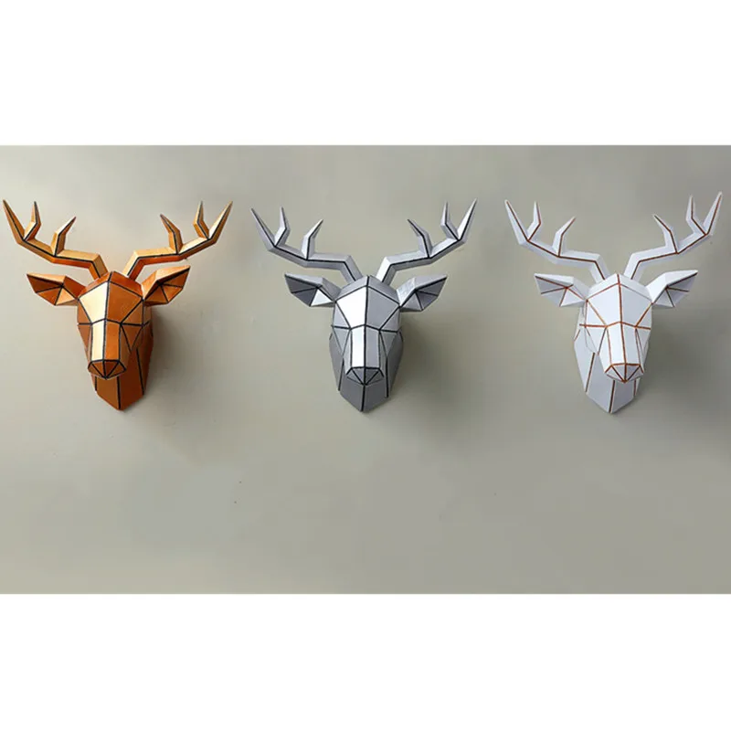 

Creative Solid Geometry Deer Head Wall Decoration Hangings Living Room Television Walls Decor Business Gift M578