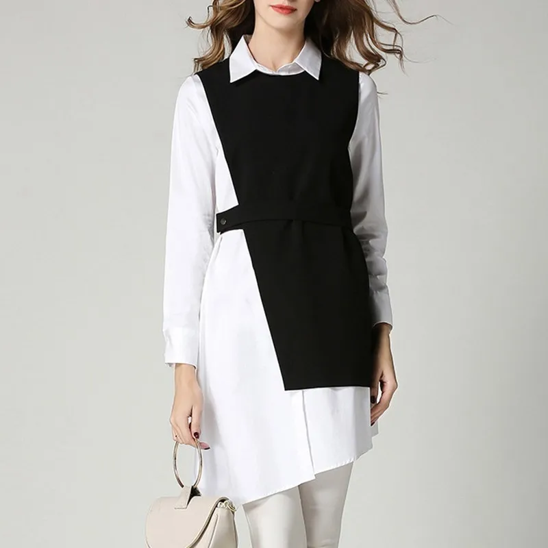 Женский Асимметричный костюм TWOTWINSTYLE асимметричный рубашка с длинным рукавом