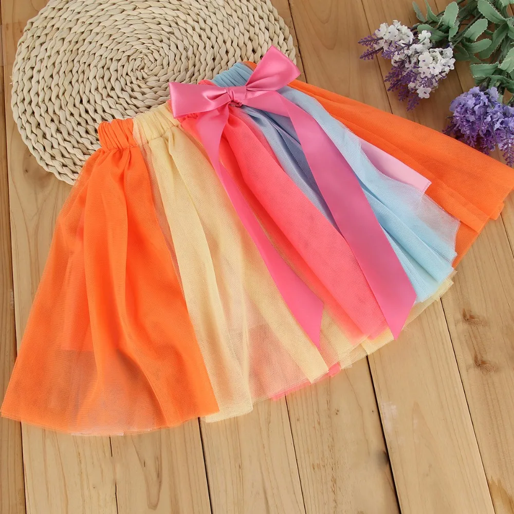 Летняя Милая юбка-пачка Puseky 2018 Женская юбка с коротким рукавом и радужной юбкой |