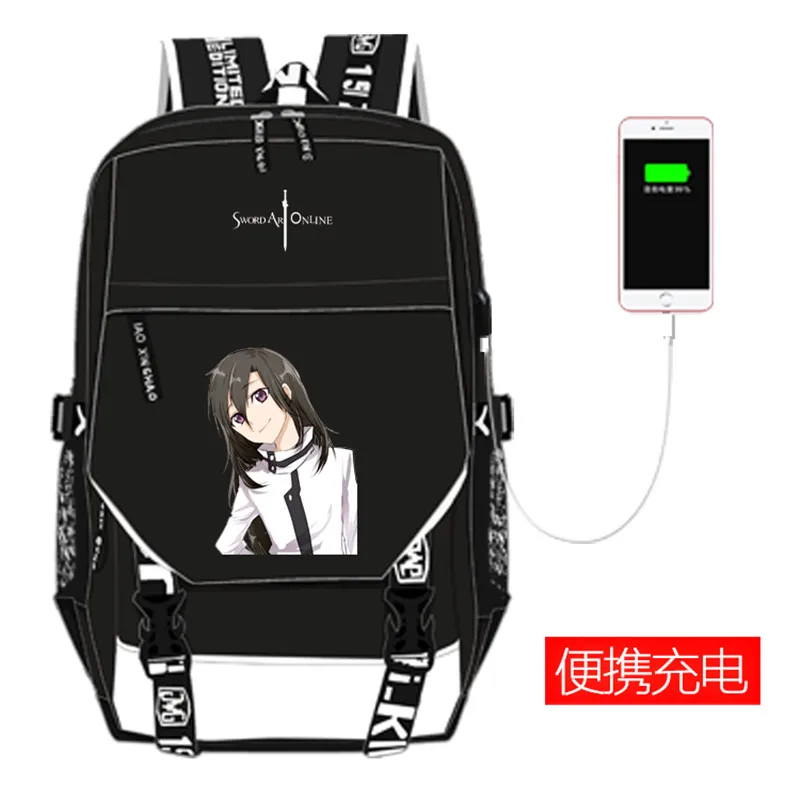 Женский холщовый рюкзак для ноутбука Kirito Yuuki Asuna с USB зарядкой|Мужские рюкзаки| |