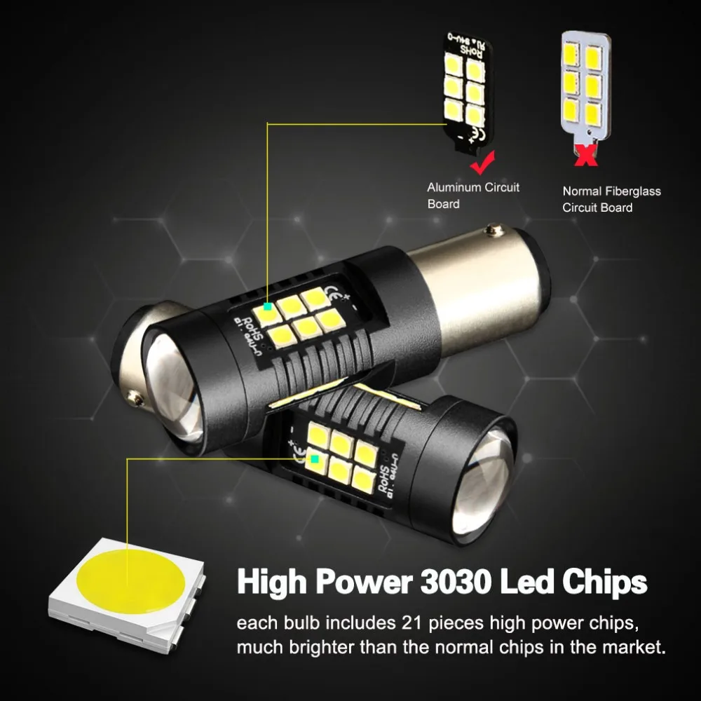 Фото 2 шт. 1157 BAY15D Светодиодные лампы P21/5W 21 3030SMD фонарики стоп-сигнал задний фонарь автомобиля резерсветильник свет 12В 24В Белый Желтый Янтарный кра... №5