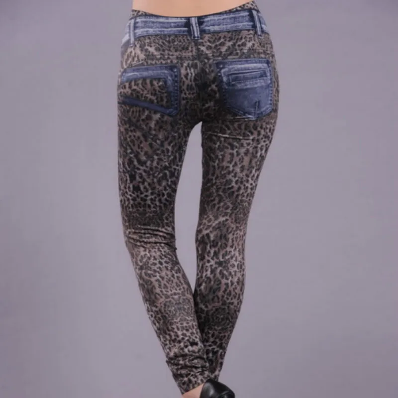 Новые Сексуальные Модные леопардовые облегающие узкие джинсы повседневные