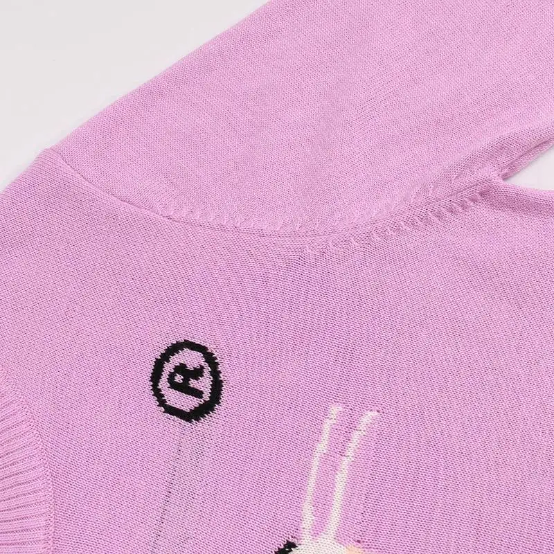 JOYDU 2018 New Autumn Jumper Cute Cat Cartoon Pattern Long Sleeve Knitted Sweater Women Purple Sweet Runway Harajuku Top | Женская