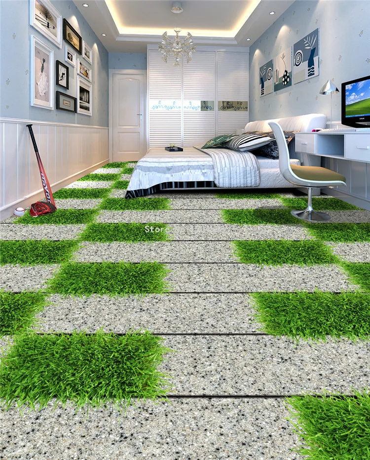 Пользовательские фото обои 3D Bluestone Путь Плитки Пола фрески стикеры балкон Гостиная Водонепроницаемый носить самоклеющиеся обои