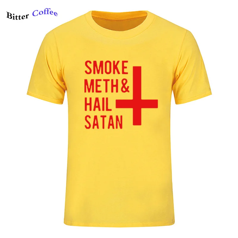 Новое модное платье с принтом дым мет и с надписью «Hail satan» Перевернутый крест забавная футболка с рисунком, хлопковая футболка с короткими рукавами, футболка с длинными рукавами размера плюс, модные футболки, топы