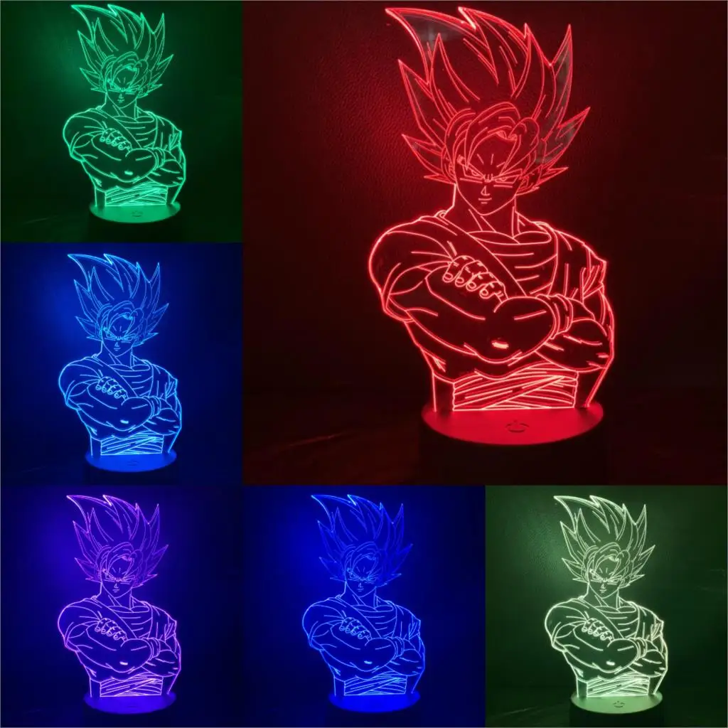 7 Мультфильм Dragon Ball Z Супер Сон Гоку фигурка светодиодный 3D лампа Иллюзия детский ночной Светильник Kamehameha детские игрушки стол - Испускаемый цвет: 7