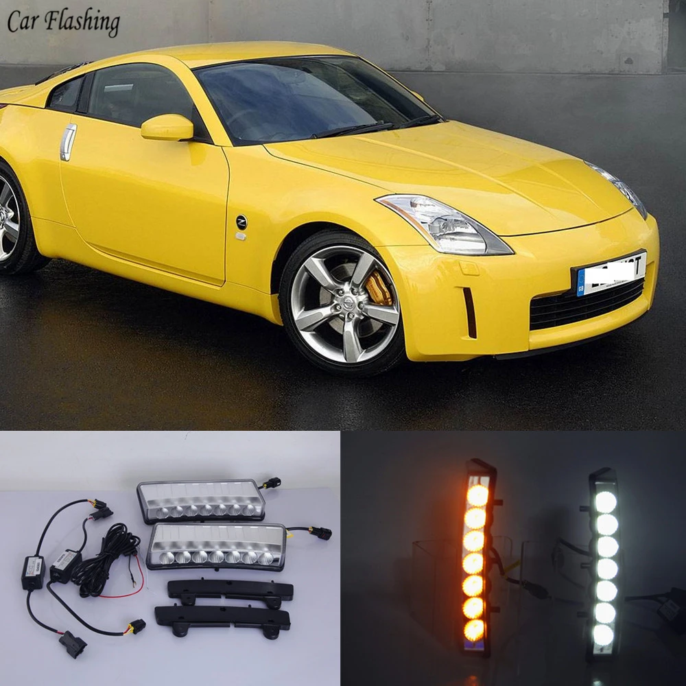 Автомобильные мигающие дневные ходовые огни 2 шт. DRL светодиодный ные желтые