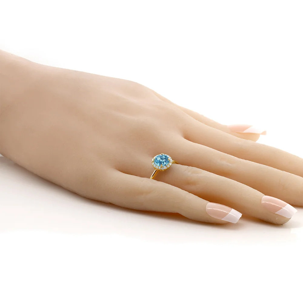 GemStoneKing 18K желтое Позолоченное серебряное кольцо Halo 1 60 Ct Круглый Природный