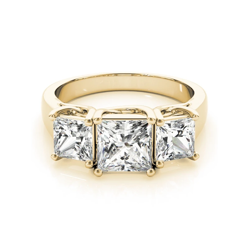 14K Yellow Gold QYI 14 k кольца из желтого золота для женщин 1,25 ct Принцесса Cut имитация алмаза три обручальные кольца с камнями - Gem Color: 14K Yellow Gold