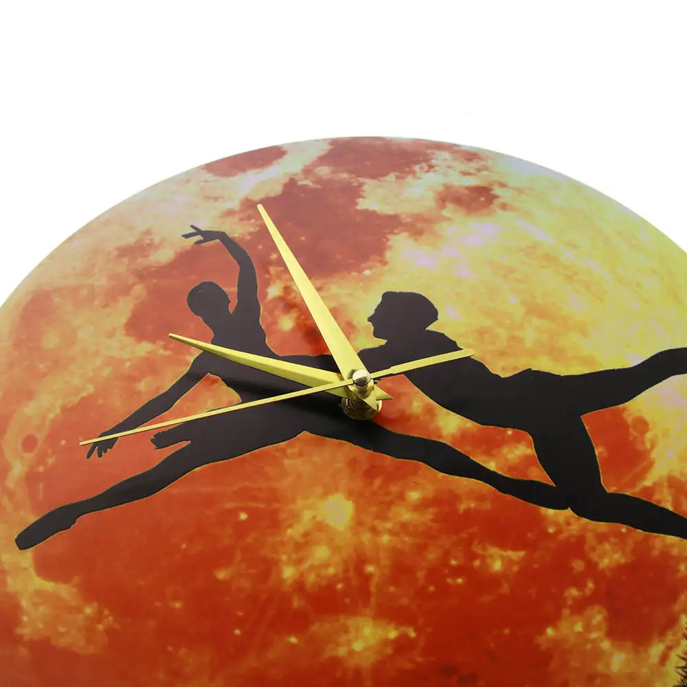 Акриловые настенные часы для танцев пар балерины с Луной зала золотой луной
