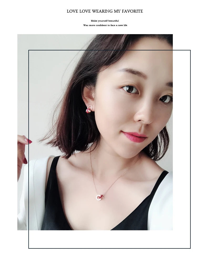YUN RUO Новое поступление модные роскошные красные циркониевые римские серьги-гвоздики розового золотистого цвета женский подарок титановая сталь ювелирные изделия не выцветают