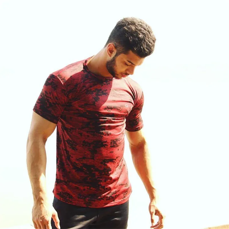 2018 Summer Men Workout Breathable Quick drying Top Tee Sporting Runs Compress Fitness T-shirts Clothing T Shirts | Мужская одежда