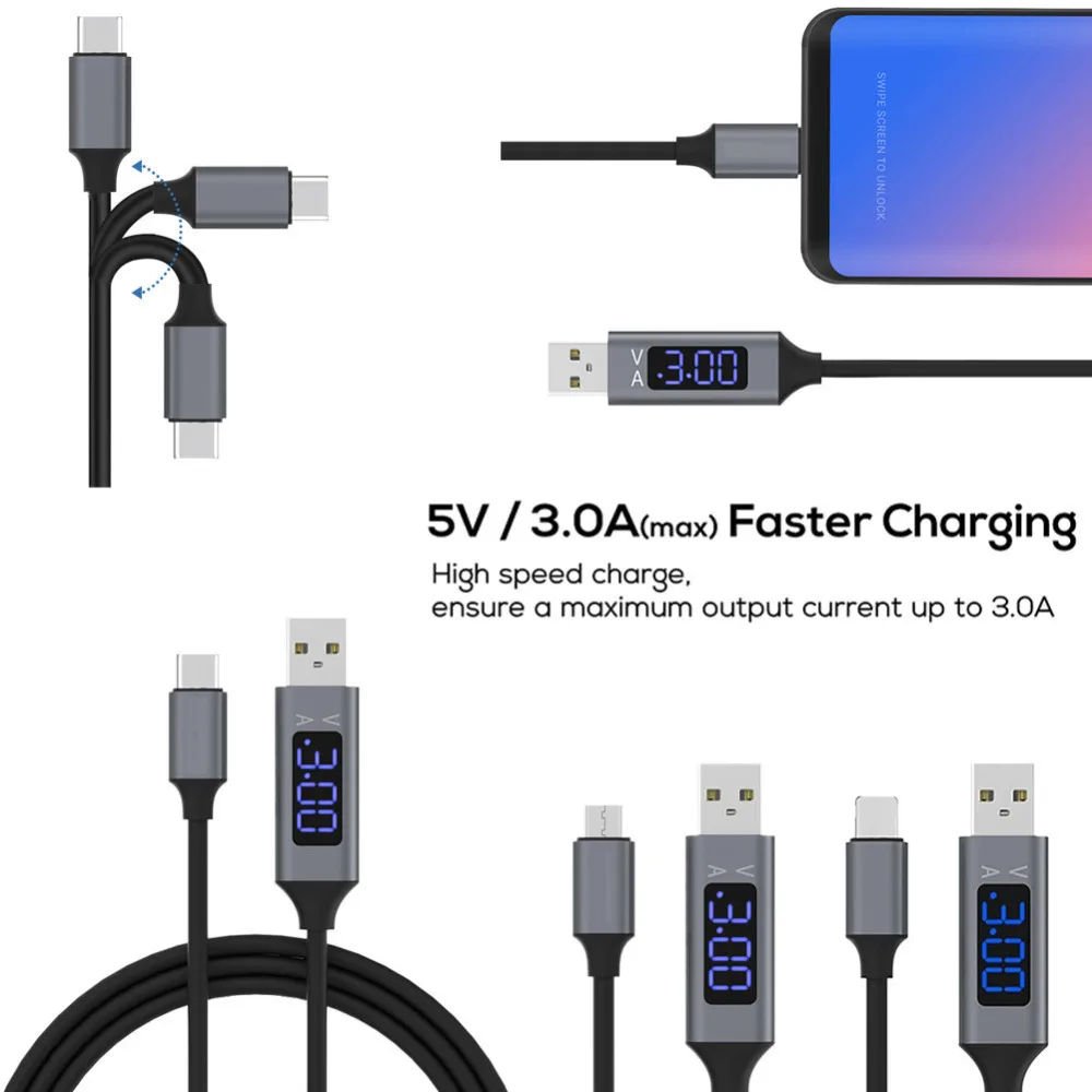 Usb зарядный кабель для коннектор Lightning IPhone X 5s 6 7 8 Plus дисплей Быстрая зарядка 3 0 Micro
