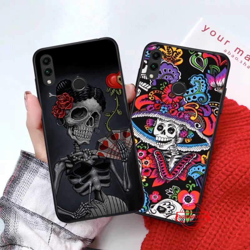 Силиконовый чехол с мексиканским черепом для Huawei honor 6A 7A Pro 7X 8 Lite 8X 8C 9 9X Note 10 View