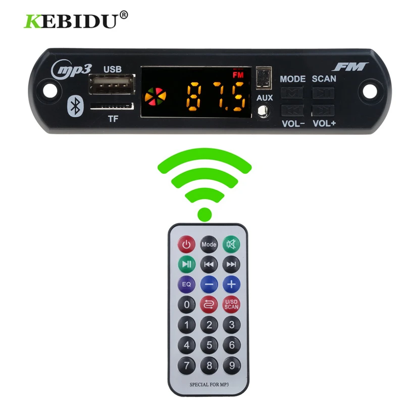 Kebidu FM TF радио 12 в аудио модуль Bluetooth MP3 декодер плата для автомобиля дистанционный