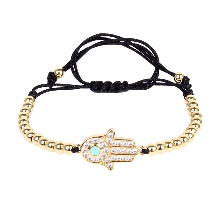 Анил аржандас сглаза мужской браслет микро проложить CZ синий кристалл Хамса