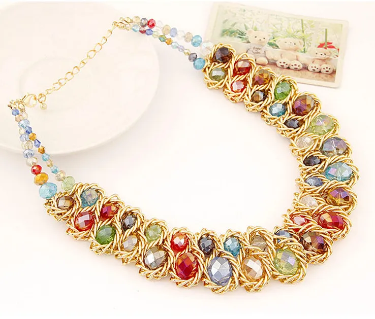 Женское Ожерелье Kymyad Bijoux длинное ожерелье с двумя кристаллами|crystal bead necklace|statement