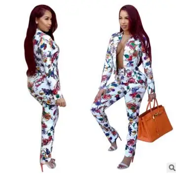2017 Осень/зима модные сексуальные женские длинные костюмы с принтом Повседневный
